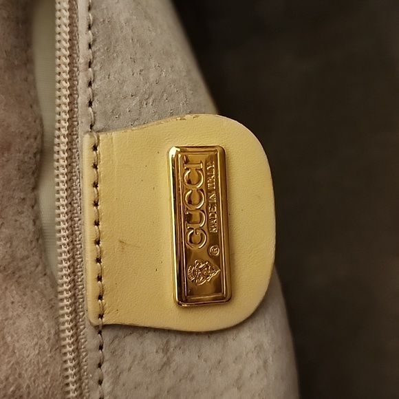 Rare! GUCCI Crossbody Satchel Boston Bag 2-Tone Beige Calfskin +Green Red Strap - Picture 3 of 16